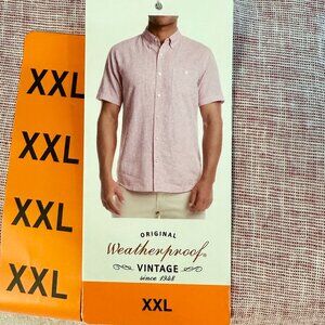 New Weatherproof Vintage Men’s Linen Blend Shirt Size XXL Red Coastal Casual